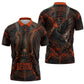Bennu Zipper Polo Shirt Ancient Egyptian Lava Crack Texture, Phoenix Firebird and Reborn from Chaos - African Pride