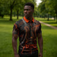 Bennu Zipper Polo Shirt Ancient Egyptian Lava Crack Texture, Phoenix Firebird and Reborn from Chaos - African Pride