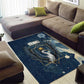 Bennu Ancient Egyptian Area Rug with Deep Blue Ink Wash, Winged Bennu Bird and Soul of Ra - African Pride