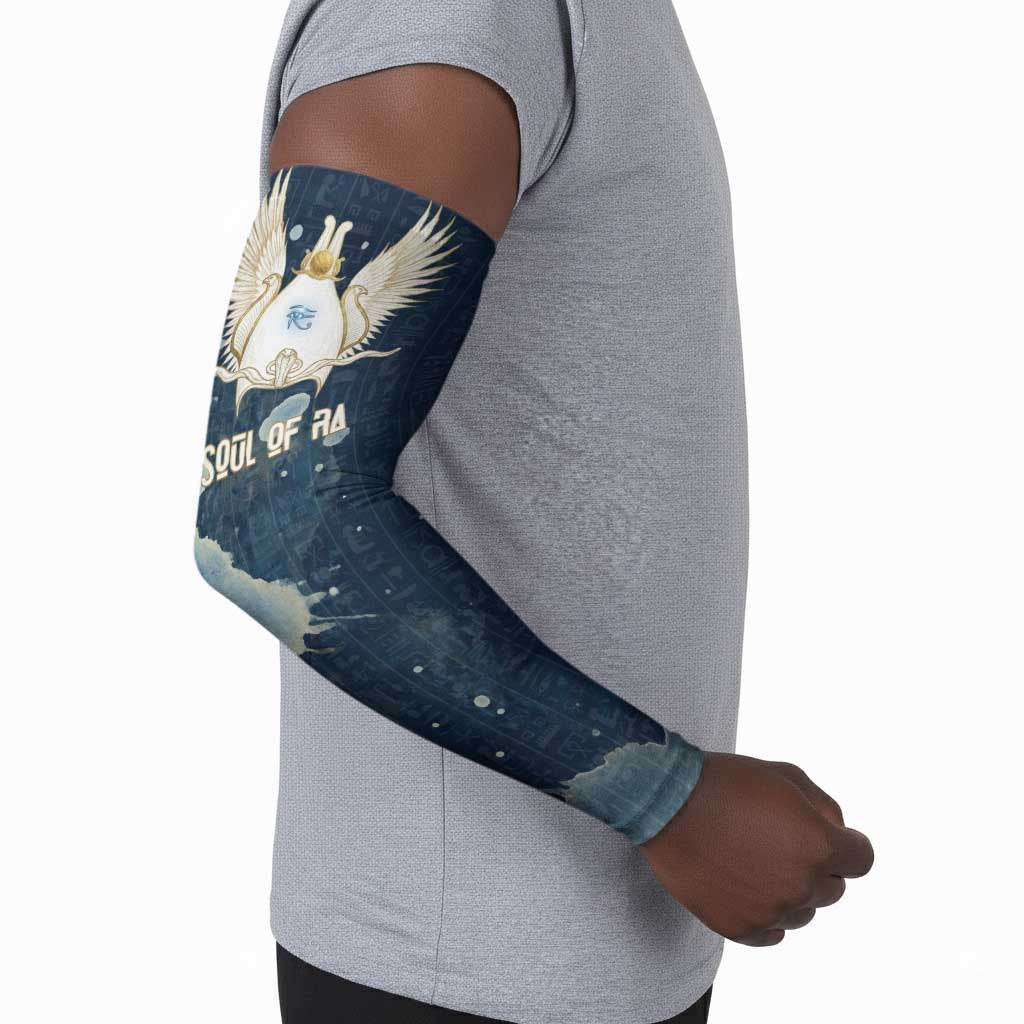 Bennu Ancient Egyptian Arm Sleeves with Deep Blue Ink Wash, Winged Bennu Bird and Soul of Ra - African Pride