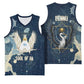 Bennu Ancient Egyptian Basketball Jersey with Deep Blue Ink Wash, Winged Bennu Bird and Soul of Ra - African Pride