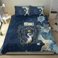 Bennu Ancient Egyptian Bedding Set with Deep Blue Ink Wash, Winged Bennu Bird and Soul of Ra - African Pride