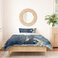 Bennu Ancient Egyptian Bedding Set with Deep Blue Ink Wash, Winged Bennu Bird and Soul of Ra - African Pride