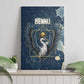 Bennu Ancient Egyptian Canvas Wall Art with Deep Blue Ink Wash, Winged Bennu Bird and Soul of Ra - African Pride
