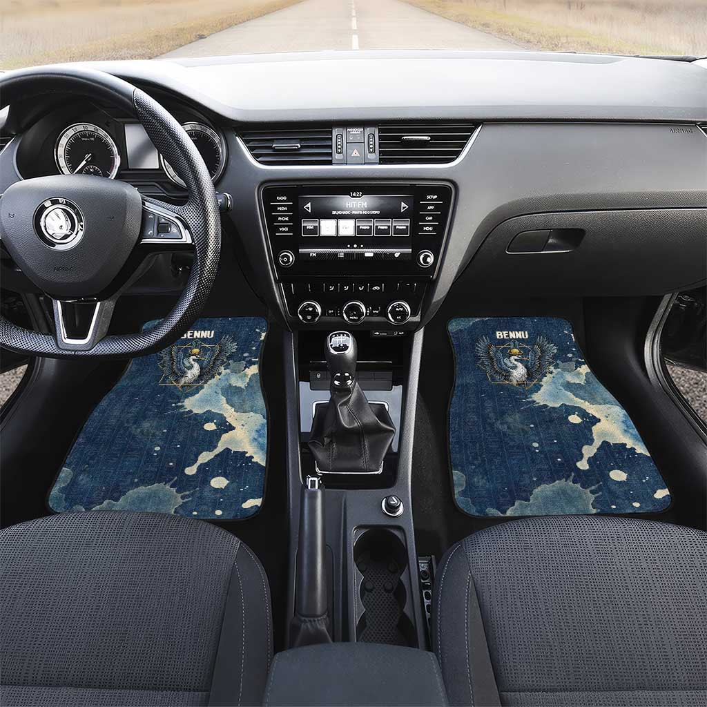 Bennu Ancient Egyptian Car Mats with Deep Blue Ink Wash, Winged Bennu Bird and Soul of Ra - African Pride