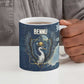 Bennu Ancient Egyptian Ceramic Mug with Deep Blue Ink Wash, Winged Bennu Bird and Soul of Ra - African Pride