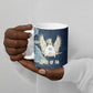 Bennu Ancient Egyptian Ceramic Mug with Deep Blue Ink Wash, Winged Bennu Bird and Soul of Ra - African Pride