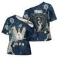 Bennu Ancient Egyptian Cross Shoulder Shirt with Deep Blue Ink Wash, Winged Bennu Bird and Soul of Ra - African Pride