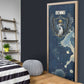 Bennu Ancient Egyptian Door Cover with Deep Blue Ink Wash, Winged Bennu Bird and Soul of Ra - African Pride
