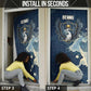 Bennu Ancient Egyptian Door Cover with Deep Blue Ink Wash, Winged Bennu Bird and Soul of Ra - African Pride