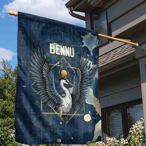 Bennu Ancient Egyptian Garden Flag with Deep Blue Ink Wash, Winged Bennu Bird and Soul of Ra - African Pride