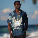 Bennu Ancient Egyptian Hawaiian Shirt with Deep Blue Ink Wash, Winged Bennu Bird and Soul of Ra - African Pride