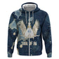 Bennu Ancient Egyptian Hoodie with Deep Blue Ink Wash, Winged Bennu Bird and Soul of Ra - African Pride