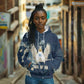 Bennu Ancient Egyptian Hoodie with Deep Blue Ink Wash, Winged Bennu Bird and Soul of Ra - African Pride