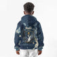 Bennu Ancient Egyptian Kid Hoodie with Deep Blue Ink Wash, Winged Bennu Bird and Soul of Ra - African Pride