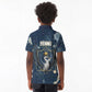 Bennu Ancient Egyptian Kid Polo Shirt with Deep Blue Ink Wash, Winged Bennu Bird and Soul of Ra - African Pride