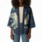 Bennu Ancient Egyptian Kimono with Deep Blue Ink Wash, Winged Bennu Bird and Soul of Ra - African Pride