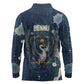 Bennu Ancient Egyptian Long Sleeve Polo Shirt with Deep Blue Ink Wash, Winged Bennu Bird and Soul of Ra - African Pride