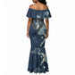 Bennu Ancient Egyptian Mermaid Dress with Deep Blue Ink Wash, Winged Bennu Bird and Soul of Ra - African Pride