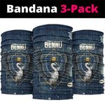 Bennu Ancient Egyptian Neck Gaiter with Deep Blue Ink Wash, Winged Bennu Bird and Soul of Ra - African Pride