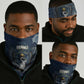 Bennu Ancient Egyptian Neck Gaiter with Deep Blue Ink Wash, Winged Bennu Bird and Soul of Ra - African Pride