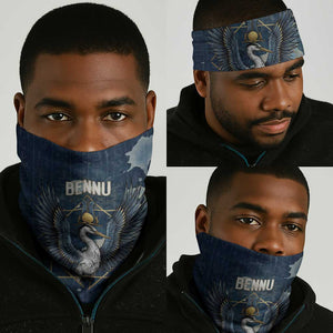 Bennu Ancient Egyptian Neck Gaiter with Deep Blue Ink Wash, Winged Bennu Bird and Soul of Ra - African Pride