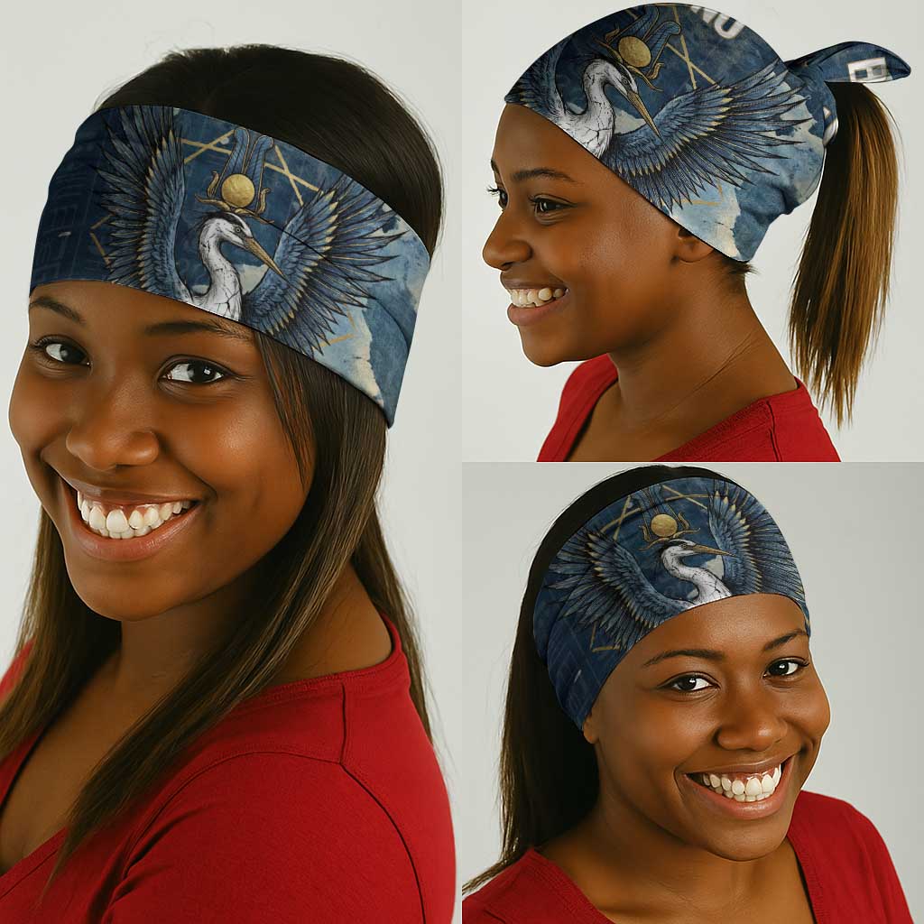 Bennu Ancient Egyptian Neck Gaiter with Deep Blue Ink Wash, Winged Bennu Bird and Soul of Ra - African Pride