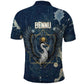 Bennu Ancient Egyptian Polo Shirt with Deep Blue Ink Wash, Winged Bennu Bird and Soul of Ra - African Pride