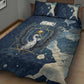 Bennu Ancient Egyptian Quilt Bed Set with Deep Blue Ink Wash, Winged Bennu Bird and Soul of Ra - African Pride