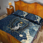 Bennu Ancient Egyptian Quilt Bed Set with Deep Blue Ink Wash, Winged Bennu Bird and Soul of Ra - African Pride