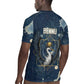Bennu Ancient Egyptian Rugby Jersey with Deep Blue Ink Wash, Winged Bennu Bird and Soul of Ra - African Pride