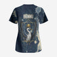 Bennu Ancient Egyptian Scrub Top with Deep Blue Ink Wash, Winged Bennu Bird and Soul of Ra - African Pride
