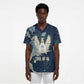Bennu Ancient Egyptian Scrub Top with Deep Blue Ink Wash, Winged Bennu Bird and Soul of Ra - African Pride
