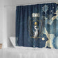 Bennu Ancient Egyptian Shower Curtain with Deep Blue Ink Wash, Winged Bennu Bird and Soul of Ra - African Pride