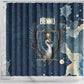 Bennu Ancient Egyptian Shower Curtain with Deep Blue Ink Wash, Winged Bennu Bird and Soul of Ra - African Pride