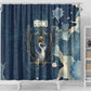 Bennu Ancient Egyptian Shower Curtain with Deep Blue Ink Wash, Winged Bennu Bird and Soul of Ra - African Pride
