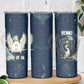 Bennu Ancient Egyptian Skinny Tumbler with Deep Blue Ink Wash, Winged Bennu Bird and Soul of Ra - African Pride