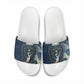 Bennu Ancient Egyptian Slide Sandals with Deep Blue Ink Wash, Winged Bennu Bird and Soul of Ra - African Pride