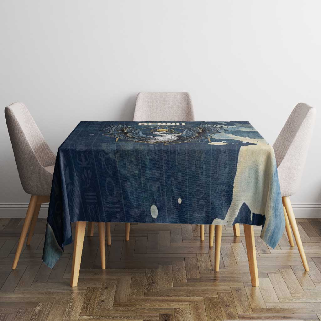 Bennu Ancient Egyptian Tablecloth with Deep Blue Ink Wash, Winged Bennu Bird and Soul of Ra - African Pride
