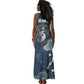 Bennu Ancient Egyptian Tank Maxi Dress with Deep Blue Ink Wash, Winged Bennu Bird and Soul of Ra - African Pride