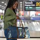 Bennu Ancient Egyptian Travel Bag with Deep Blue Ink Wash, Winged Bennu Bird and Soul of Ra - African Pride
