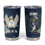 Bennu Ancient Egyptian Tumbler Cup with Deep Blue Ink Wash, Winged Bennu Bird and Soul of Ra - African Pride