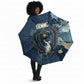 Bennu Ancient Egyptian Umbrella with Deep Blue Ink Wash, Winged Bennu Bird and Soul of Ra - African Pride