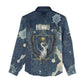 Bennu Ancient Egyptian Women Casual Shirt with Deep Blue Ink Wash, Winged Bennu Bird and Soul of Ra - African Pride