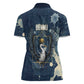 Bennu Ancient Egyptian Women Polo Shirt with Deep Blue Ink Wash, Winged Bennu Bird and Soul of Ra - African Pride