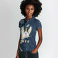 Bennu Ancient Egyptian Women Polo Shirt with Deep Blue Ink Wash, Winged Bennu Bird and Soul of Ra - African Pride