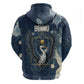 Bennu Ancient Egyptian Zip Hoodie with Deep Blue Ink Wash, Winged Bennu Bird and Soul of Ra - African Pride