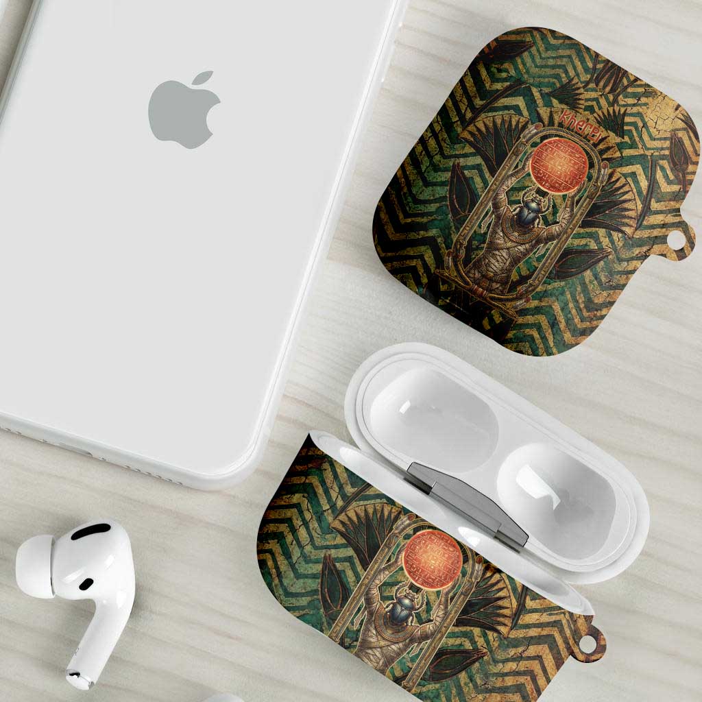 Khepri AirPods Case Ancient Egyptian Chevron, Scarab Ankh and Winged Khepri Guardian Motif - African Pride