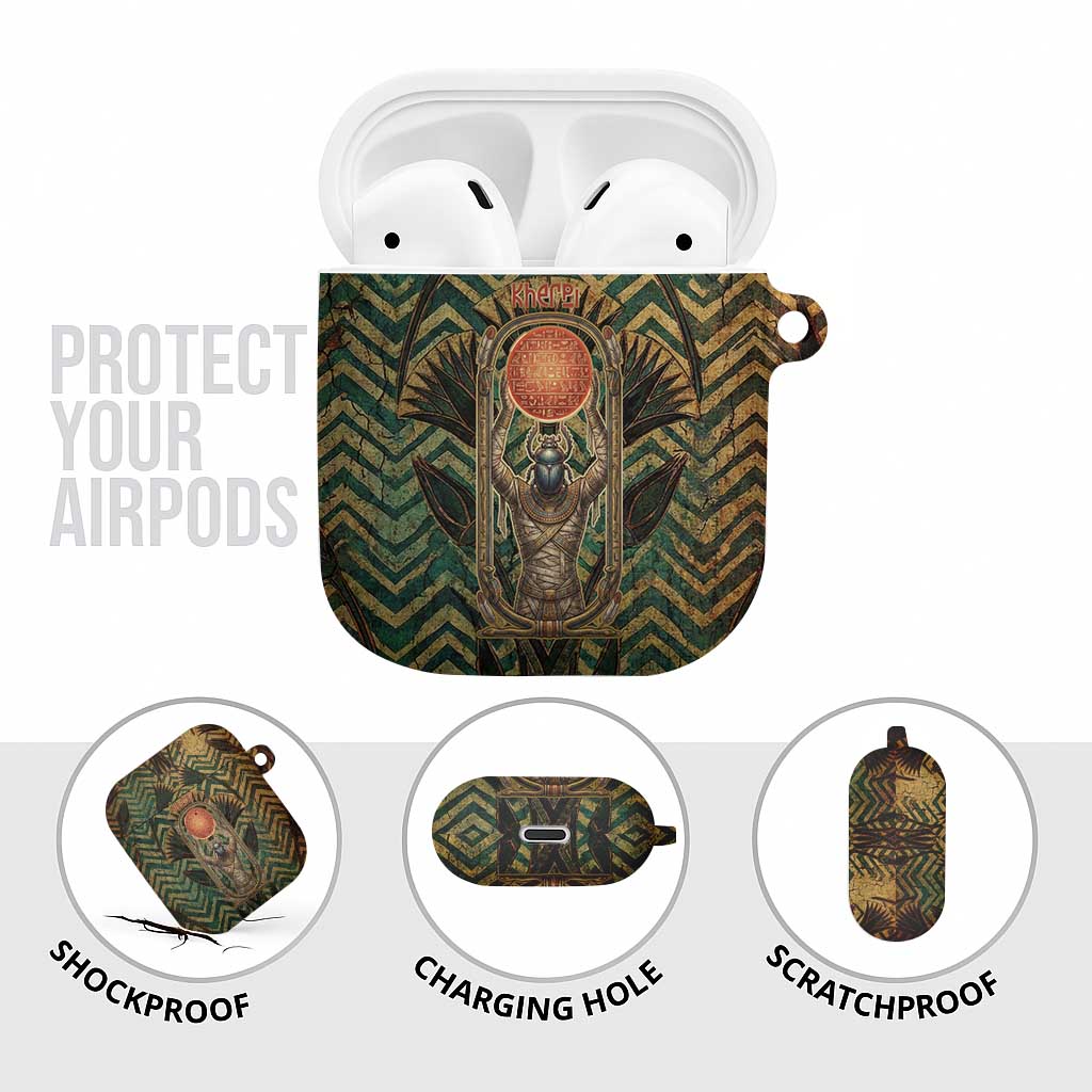 Khepri AirPods Case Ancient Egyptian Chevron, Scarab Ankh and Winged Khepri Guardian Motif - African Pride