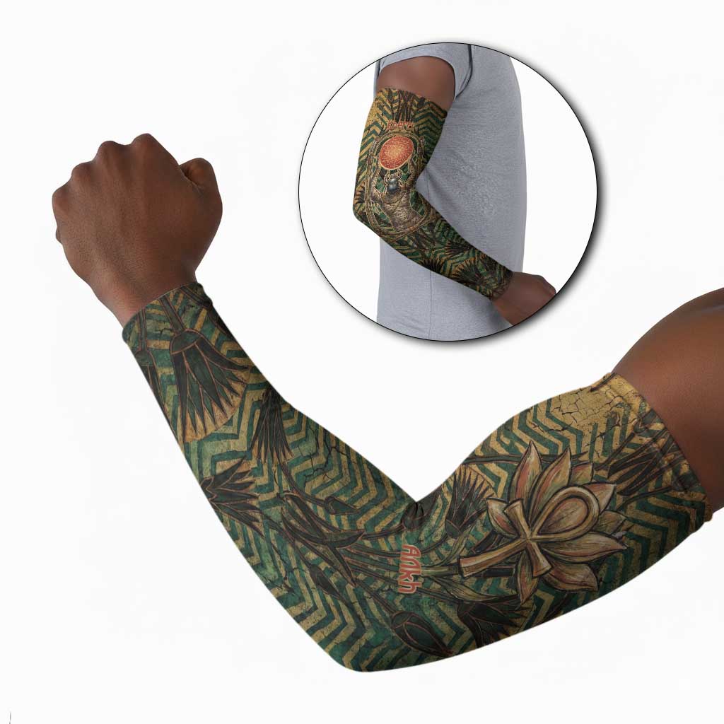 Khepri Arm Sleeves Ancient Egyptian Chevron, Scarab Ankh and Winged Khepri Guardian Motif - African Pride